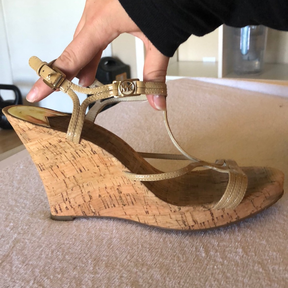 Michael Kors Slim Cork Wedge, Tan